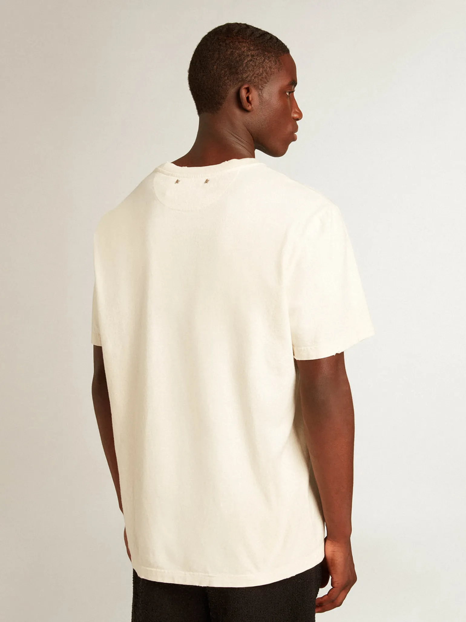 Cheap Camiseta masculina de algodão branco usado com escrita verde Camisetas