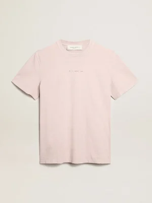 Discount Camiseta masculina rosa pálido com escrita no centro Camisetas