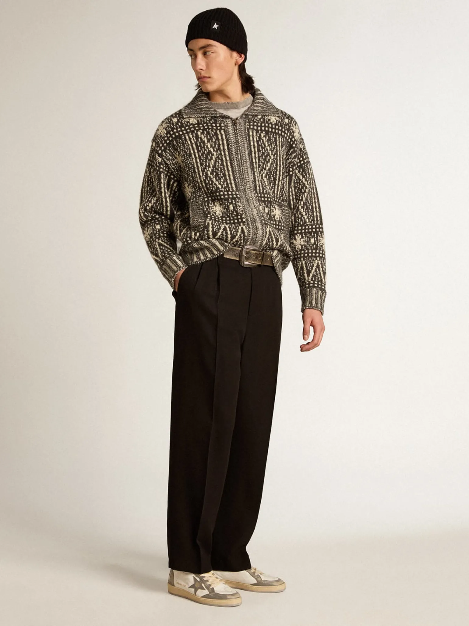 Cheap Cardigã com estampa fair isle cinza escuro Malhas