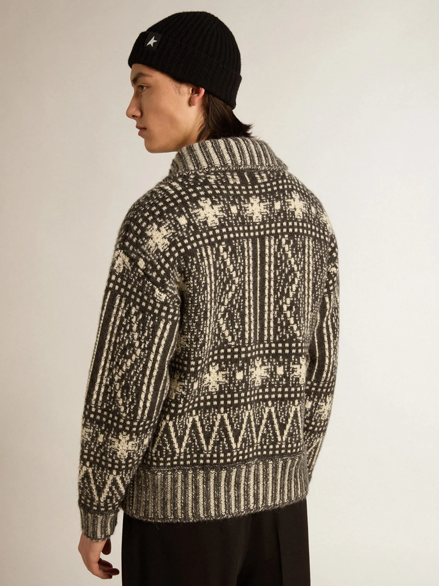 Cheap Cardigã com estampa fair isle cinza escuro Malhas