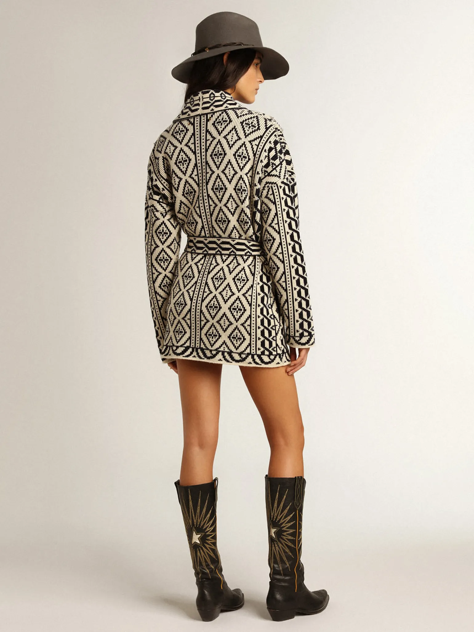 Best Sale Cardigã cor de papiro de lã com motivo jacquard e cristais MULHER Malhas