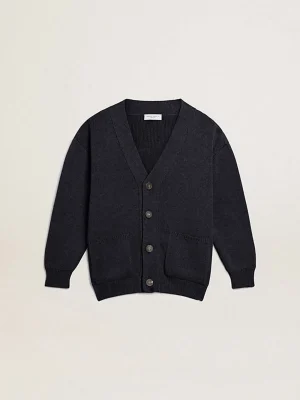 Outlet Cardigã de algodão azul-escuro com logo nas costas Roupas de cima (4-12 years) | Roupas de cima (4-12 years)