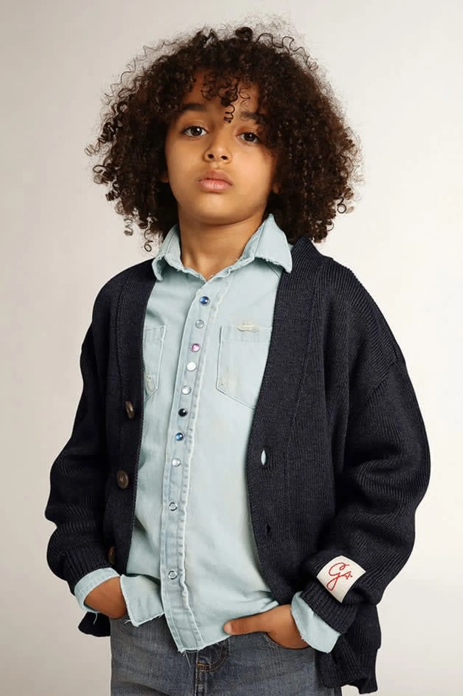 Outlet Cardigã de algodão azul-escuro com logo nas costas Roupas de cima (4-12 years) | Roupas de cima (4-12 years)