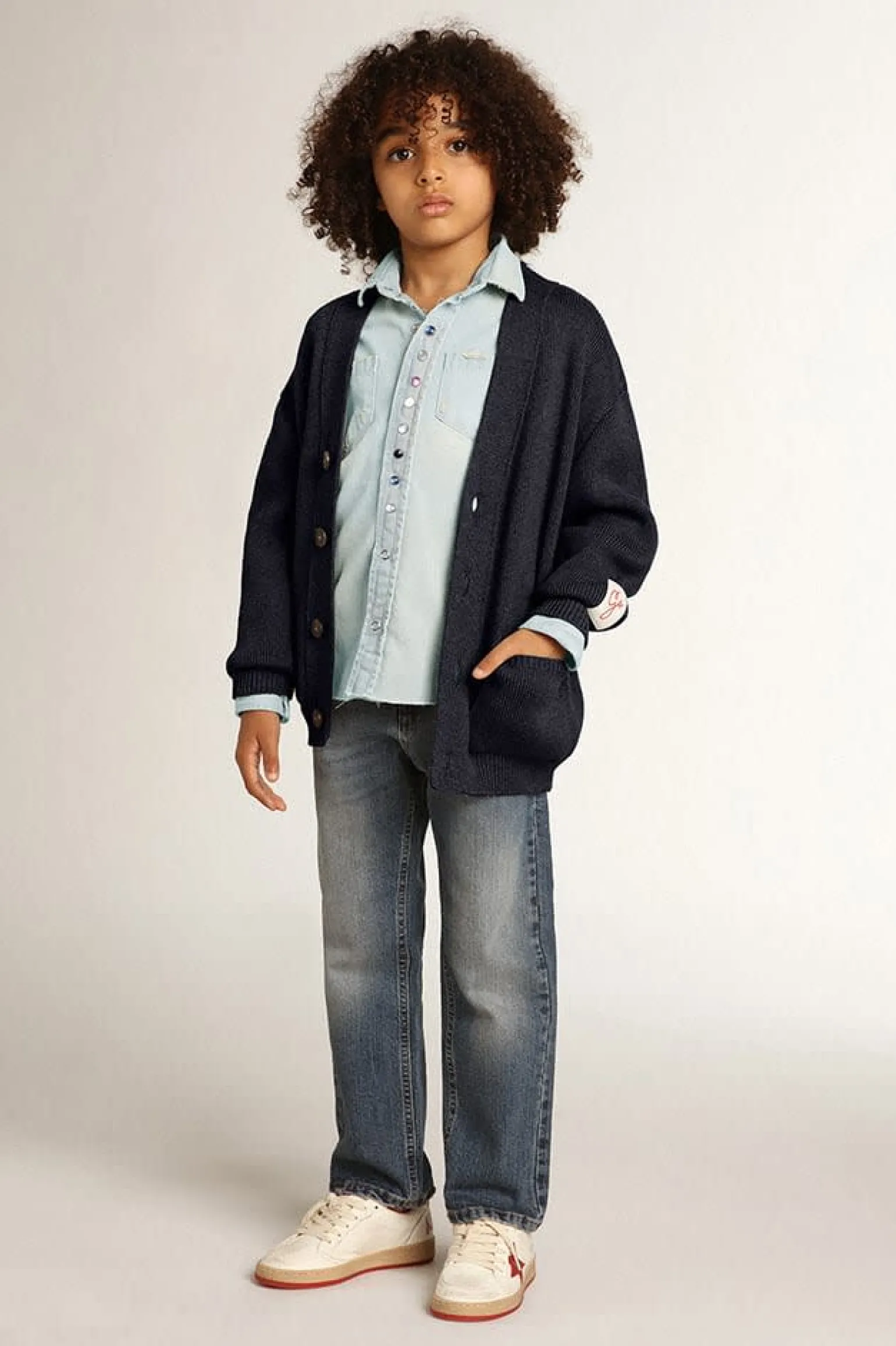 Outlet Cardigã de algodão azul-escuro com logo nas costas Roupas de cima (4-12 years) | Roupas de cima (4-12 years)