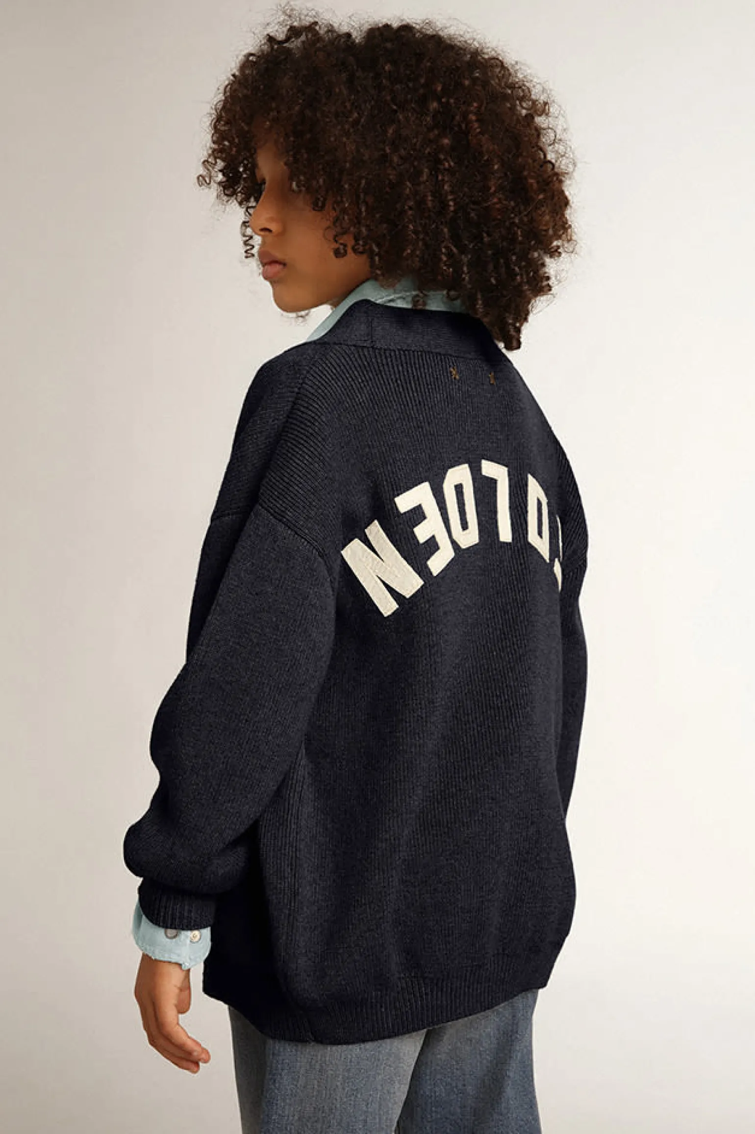 Outlet Cardigã de algodão azul-escuro com logo nas costas Roupas de cima (4-12 years) | Roupas de cima (4-12 years)