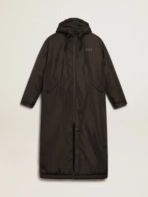 Best Sale Casaco acolchoado longo feminino preto com capuz MULHER Casacos e blusões