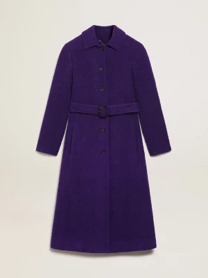 Clearance Casaco feminino de lã roxo índigo e forro com estampa MULHER Casacos e blusões