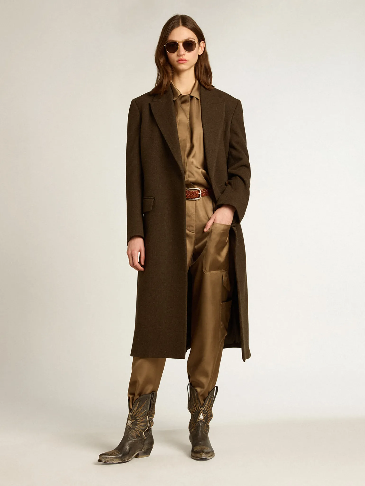 Shop Casaco feminino transpassado de lã cor de cortiça MULHER Casacos e blusões
