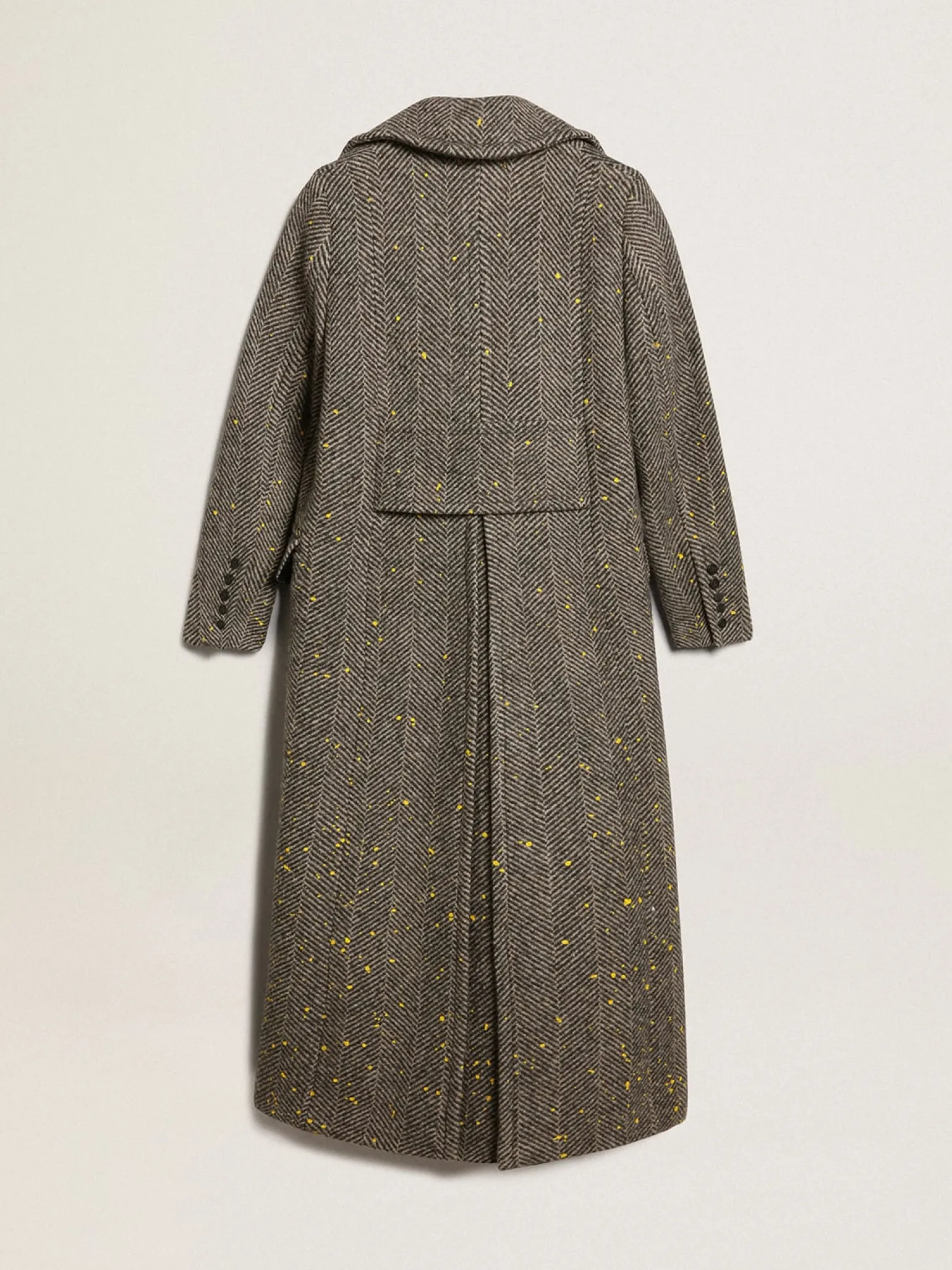 Outlet Casaco longo feminino espinha de peixe com detalhes amarelos MULHER Casacos e blusões