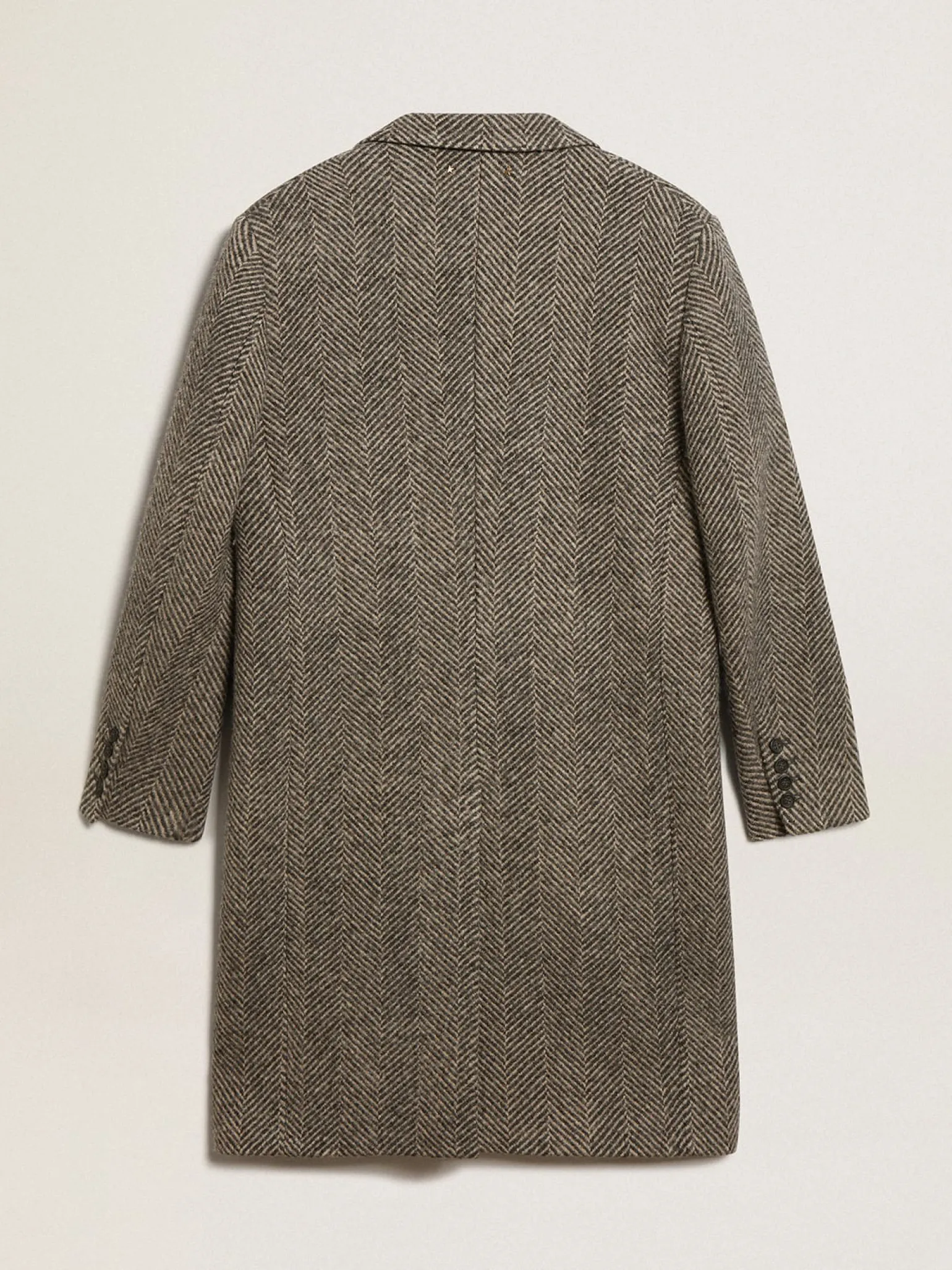 Fashion Casaco masculino de abotoamento simples de lã com trama espinha de peixe bege e cinza Casacos e blusões