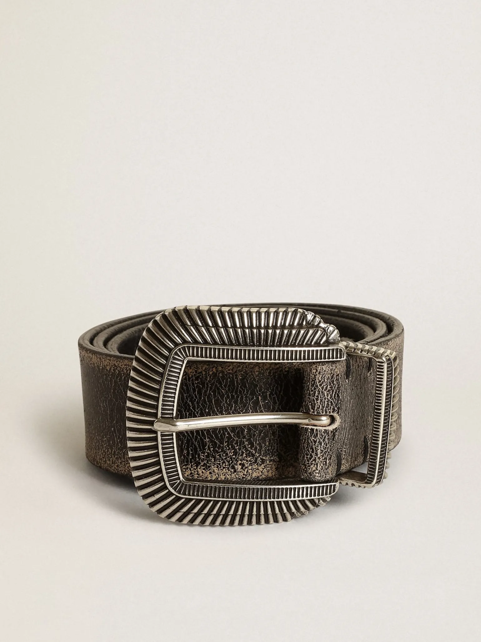 Cheap Cinto masculino de couro preto com fivela decorada Cintos
