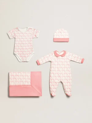 Discount Conjunto de presente de bebê branco com acabamento e estrela rosa Recem-Nascidos