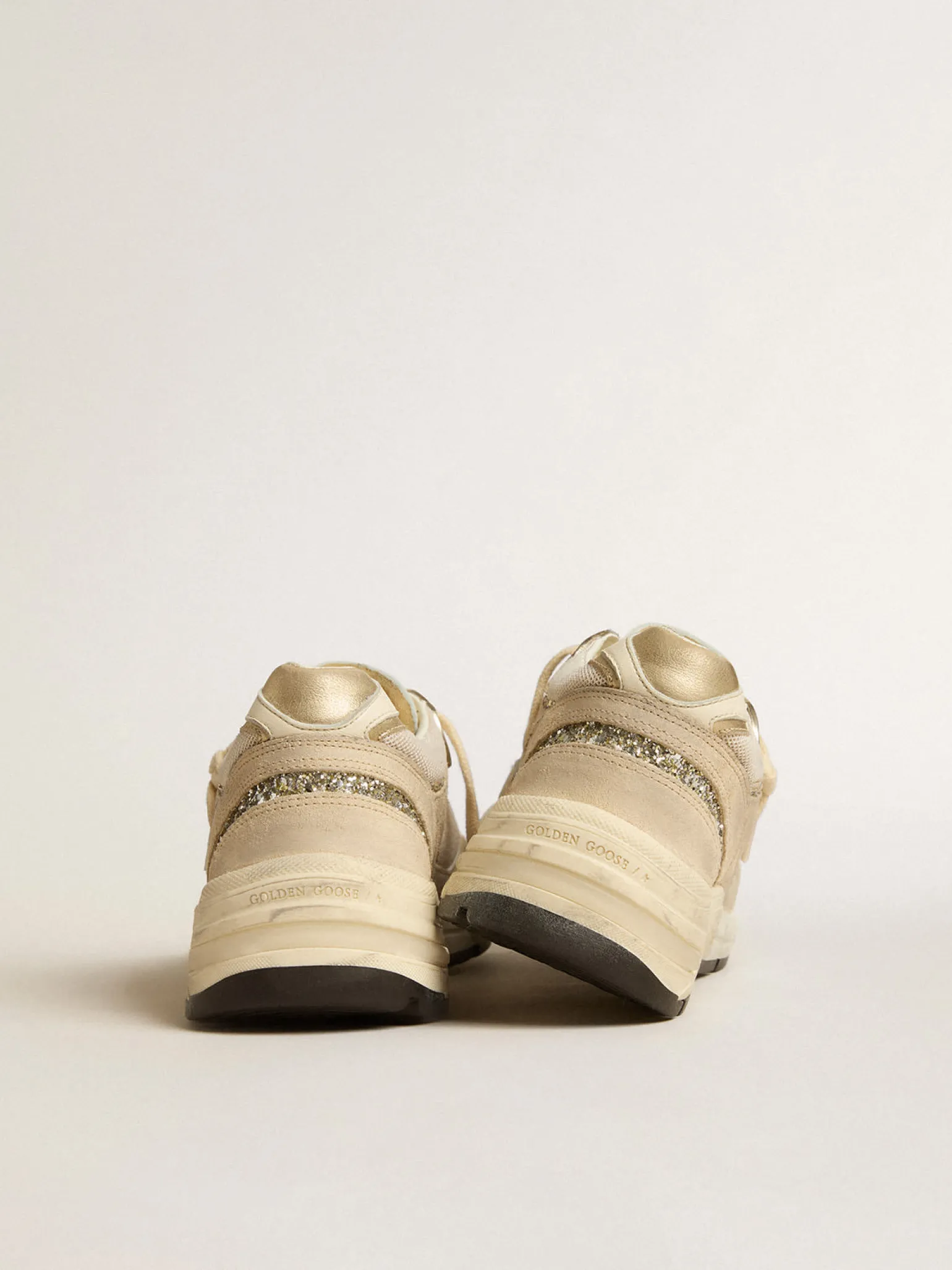 Cheap Dad-Star de tela e suede perolado com estrela e talão de couro platinado MULHER Dad-Star