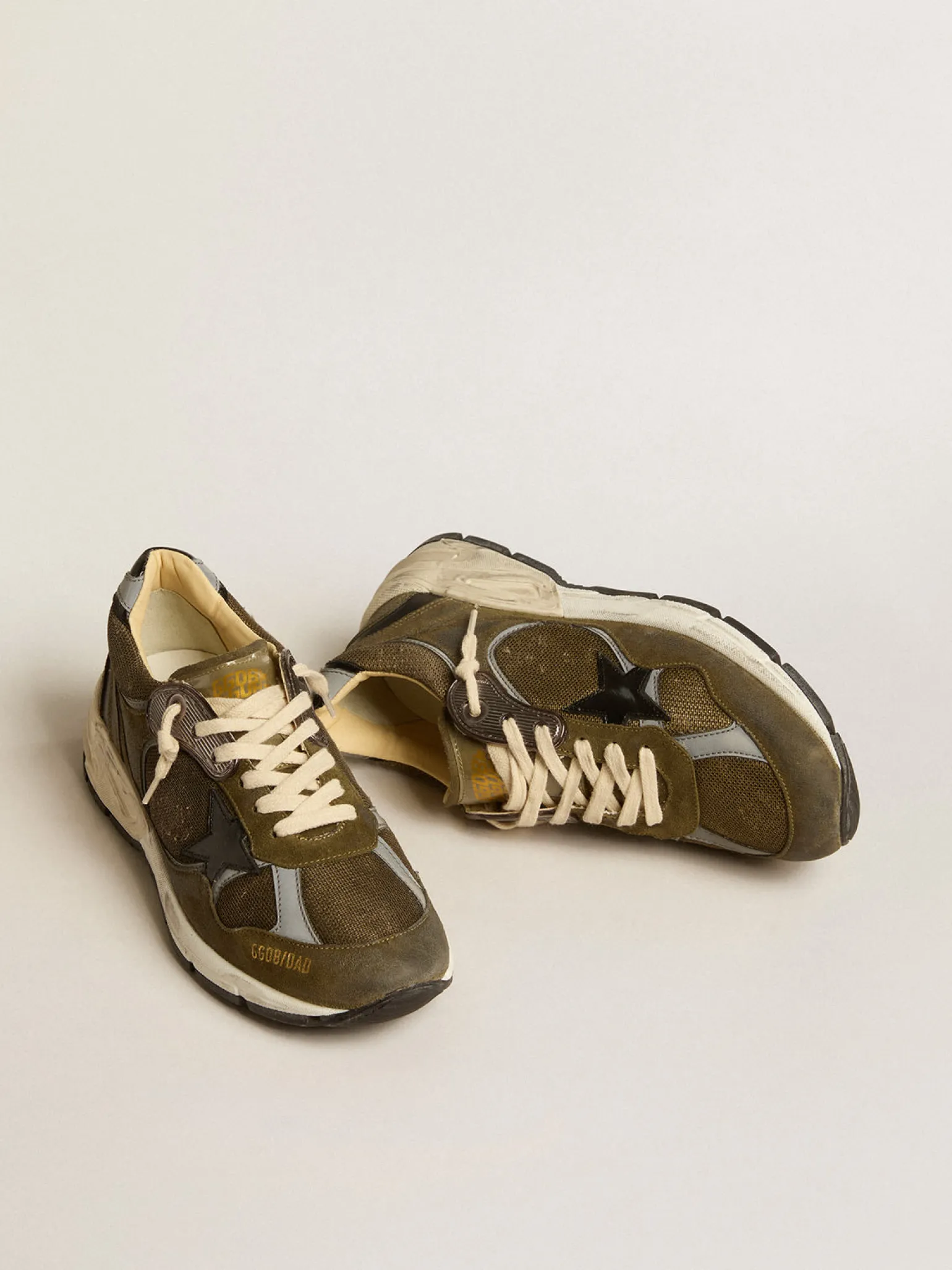 Hot Dad-Star Feminino de suede e tela com estrela e talão de couro preto MULHER Dad-Star