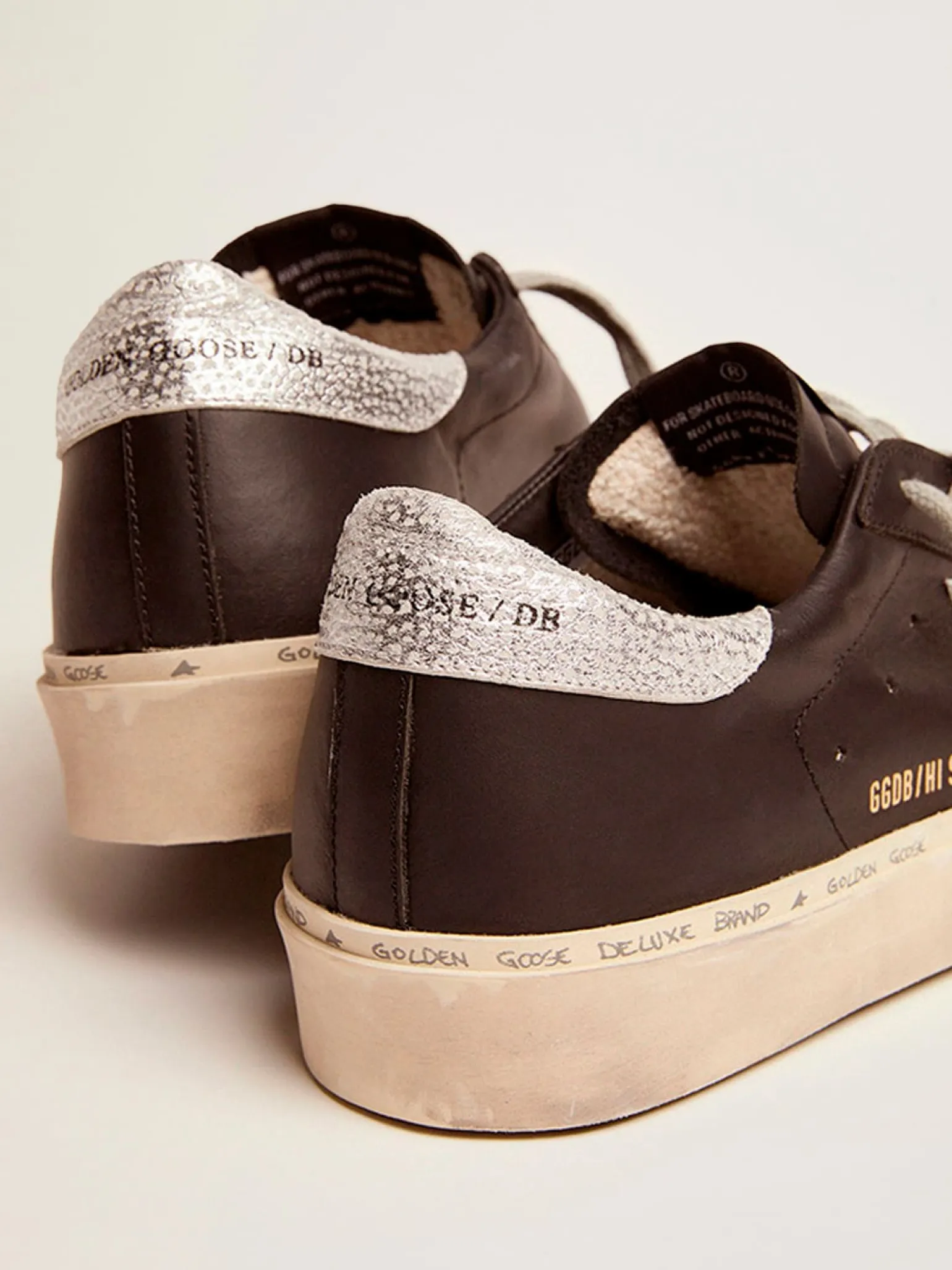 Cheap Hi Star feminino de couro preto com estrela de couro metálico prateado MULHER Hi Star
