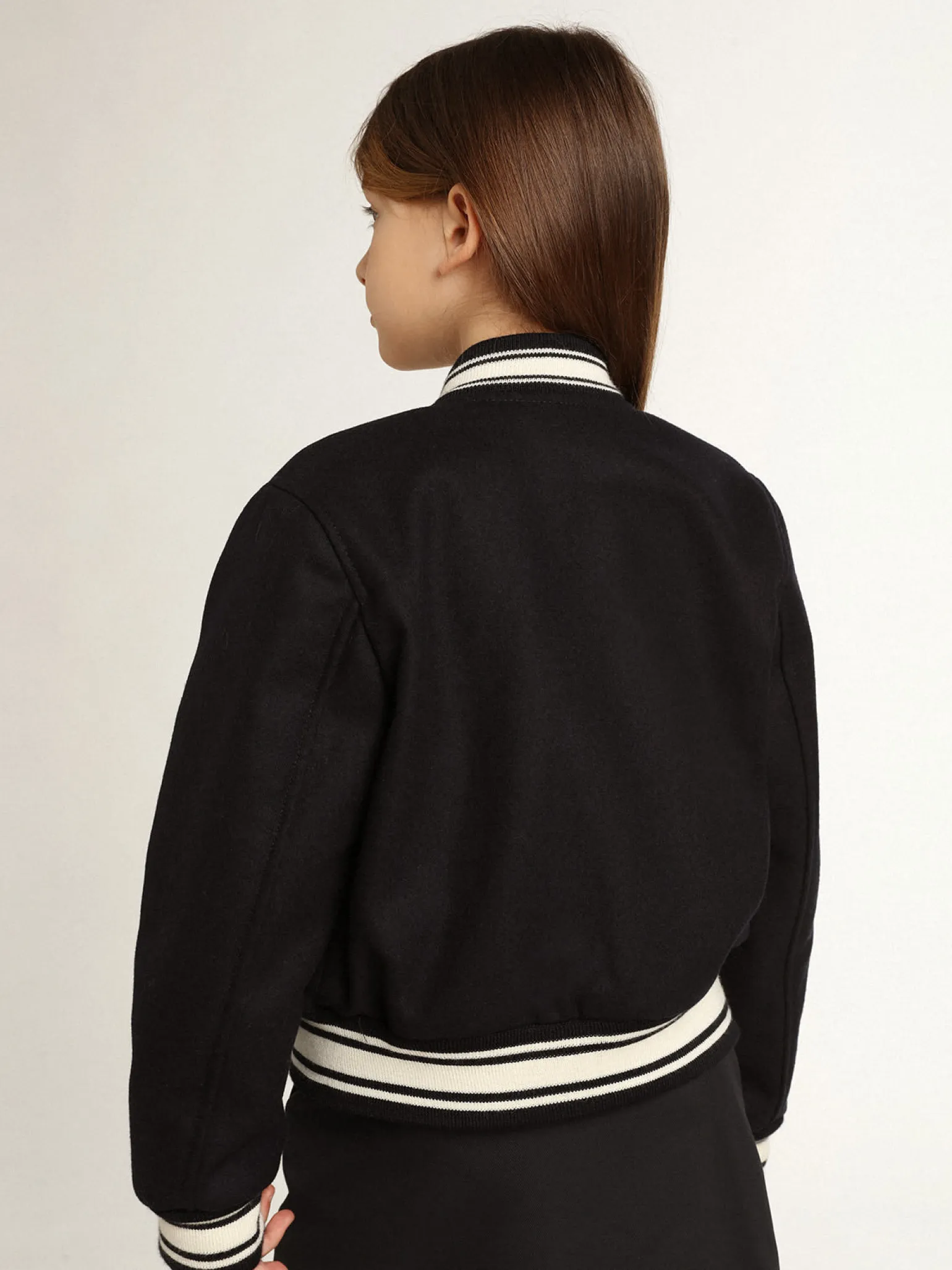 Fashion Jaqueta bomber infantil de lã azul-escura Roupas de cima (4-12 years) | Roupas de cima (4-12 years)