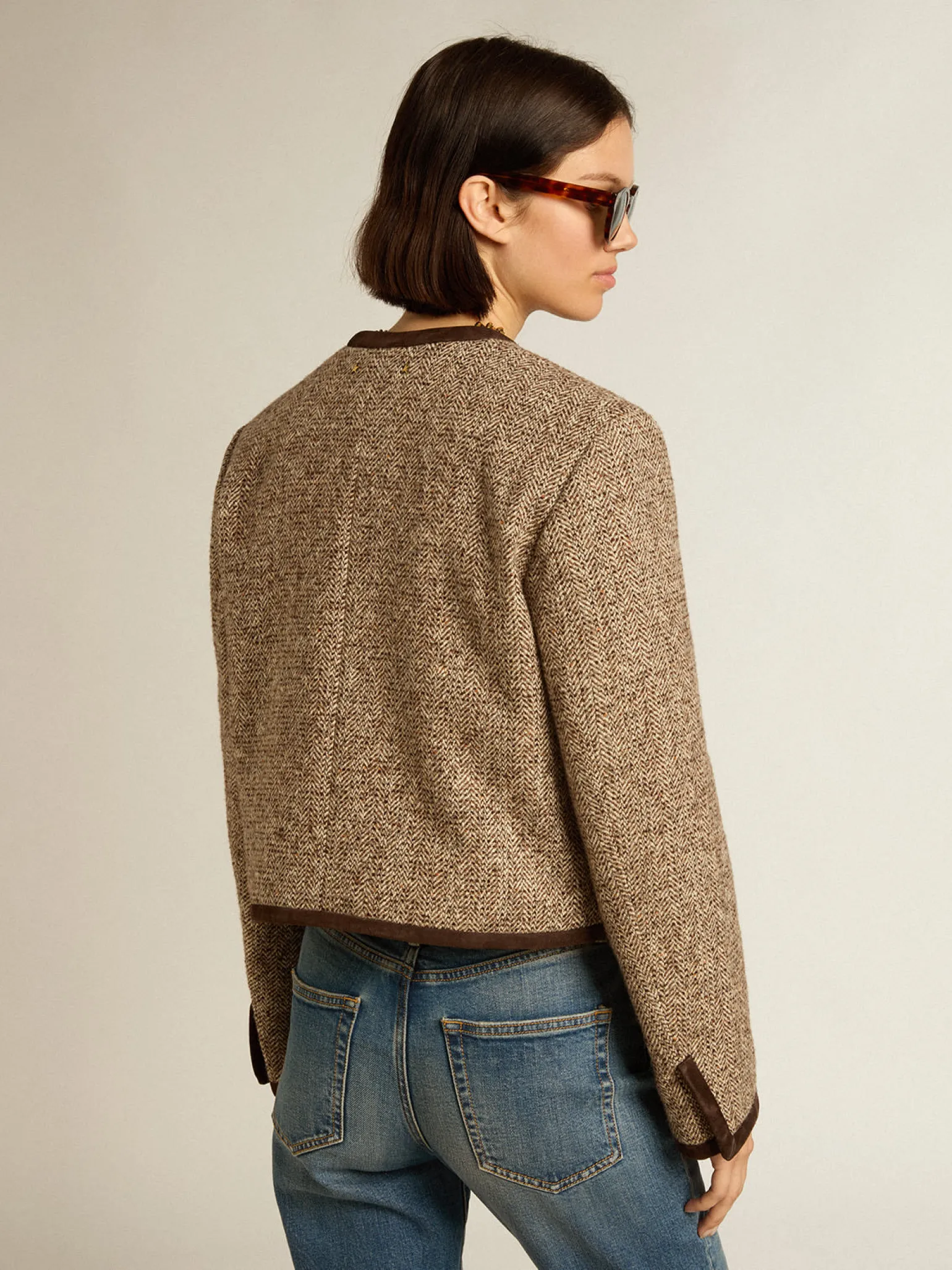 Store Jaqueta cropped marrom com fecho com botões MULHER Casacos e blusões