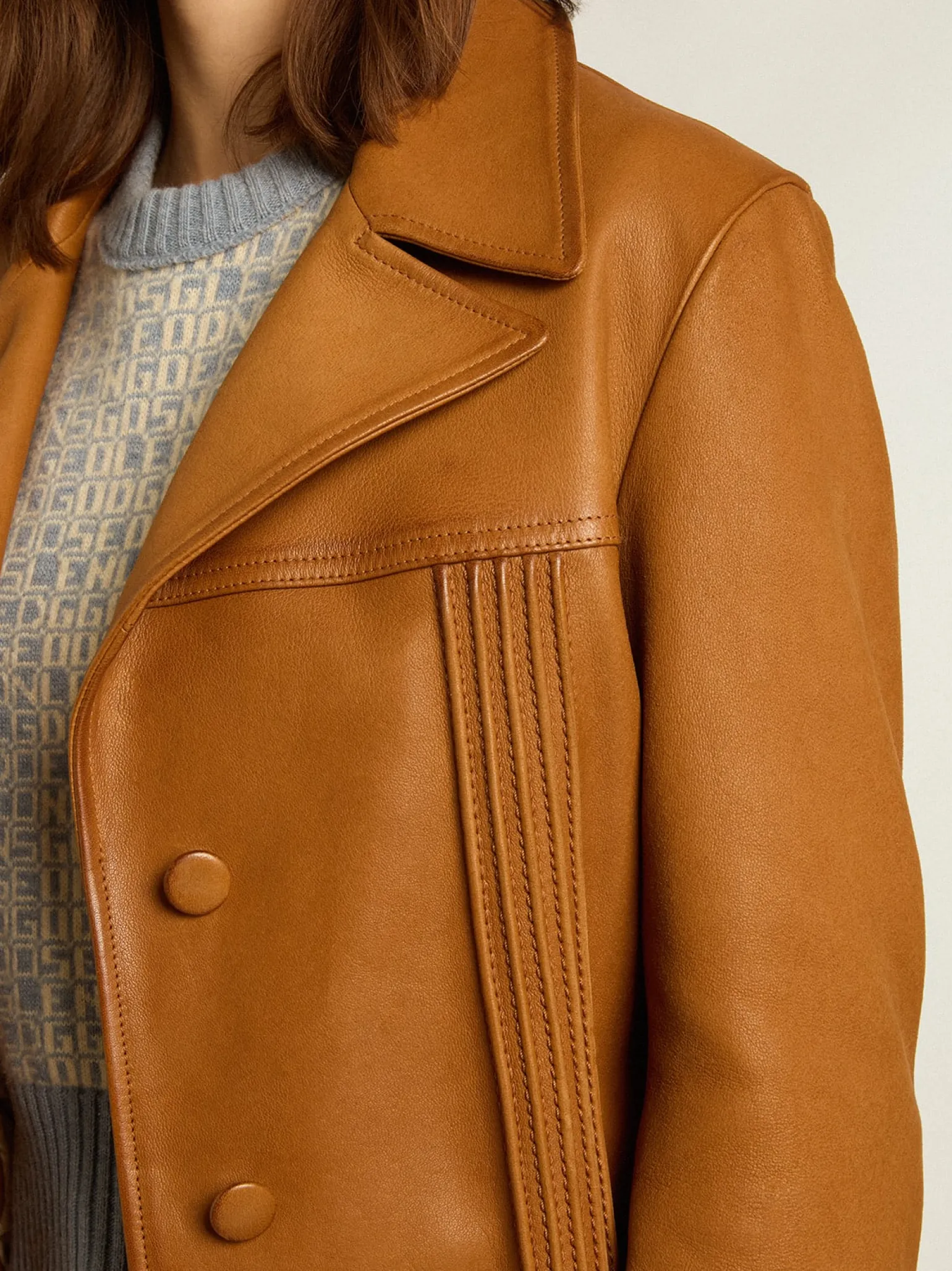 Flash Sale Jaqueta de couro marrom bronze MULHER Casacos e blusões