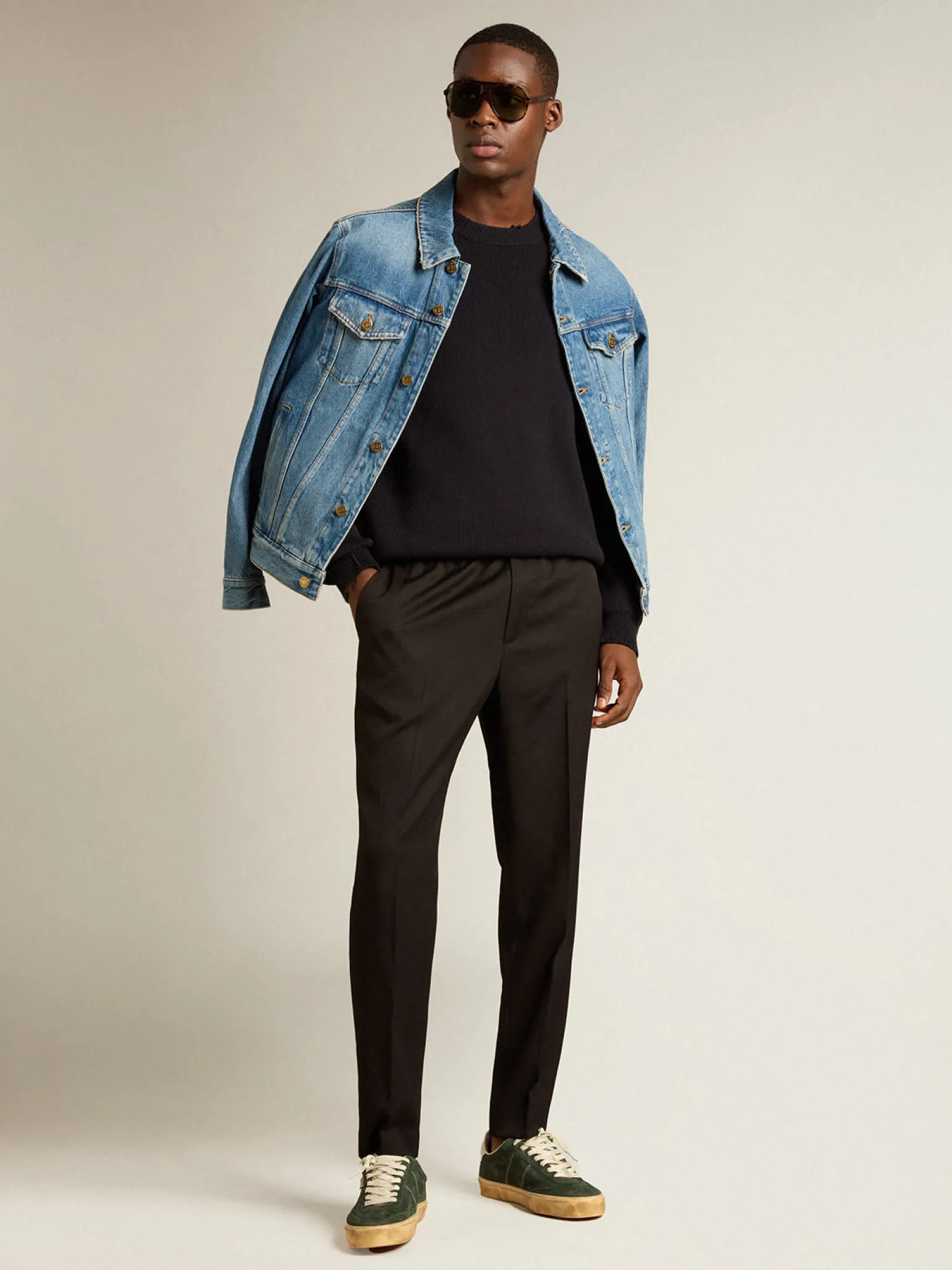 Online Jaqueta jeans masculina com lavagem média Casacos e blusões