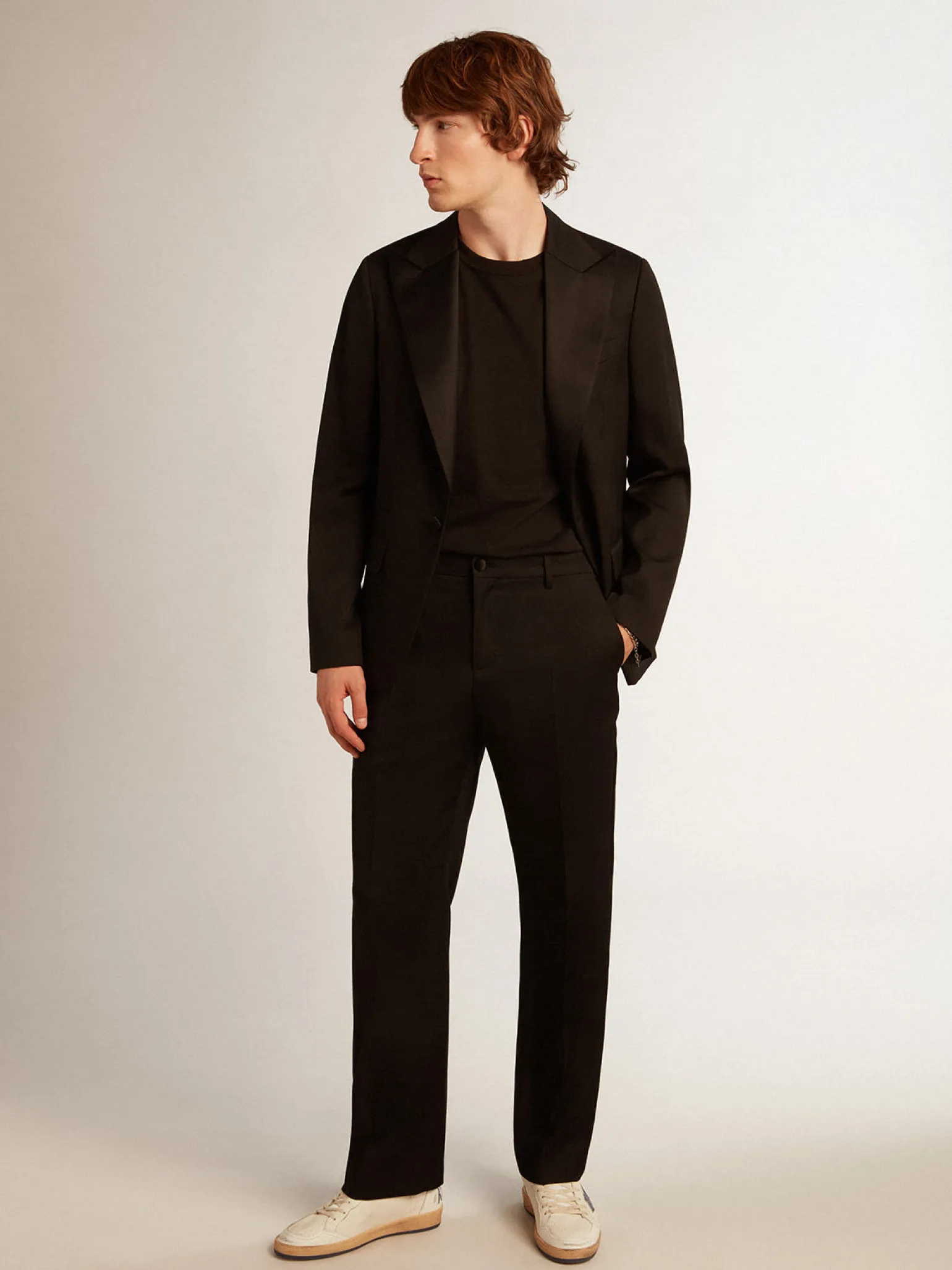 Online Jaqueta smoking masculina em gabardine de lã preta Blazers