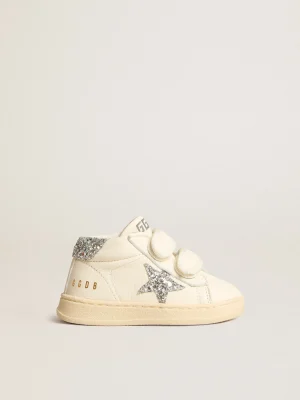 New June de napa com estrela e talão de glitter prateado Meninas pequenas (1-3 anos)
