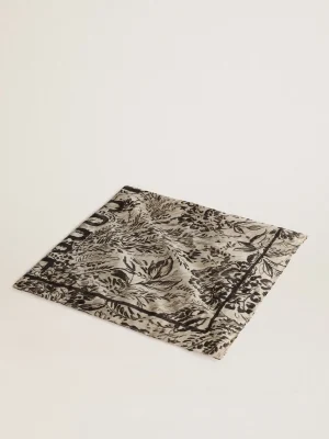 Best Sale Lenço na cor marfim com estampa toile de Jouy em contraste MULHER Sedas e Echarpes | Sedas e Echarpes