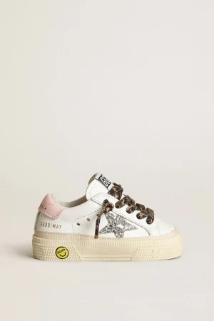 Best May com estrela de glitter prateado e talão de couro rosa Meninas (4-10 anos)