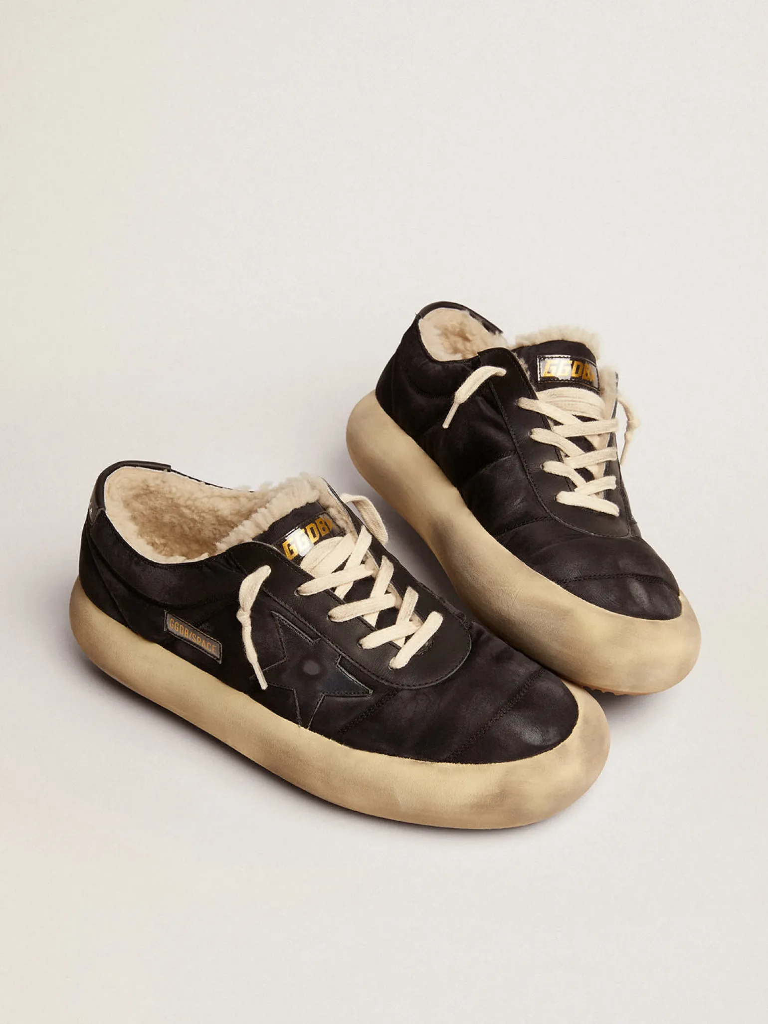 Best Men's Space-Star shoes in quilted nylon with shearling lining Space-Star