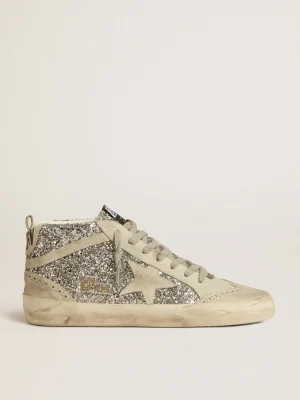 Discount Mid Star de glitter prateado com estrela e lista de suede gelo MULHER Mid Star
