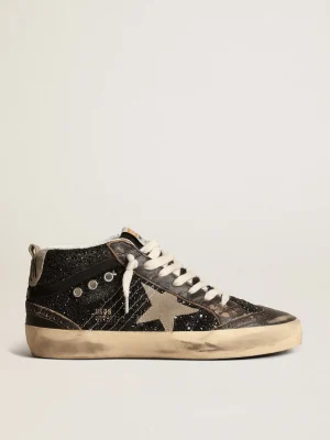 Best Sale Mid Star de glitter preto, estrela e talão de suede havana-rosado MULHER Mid Star