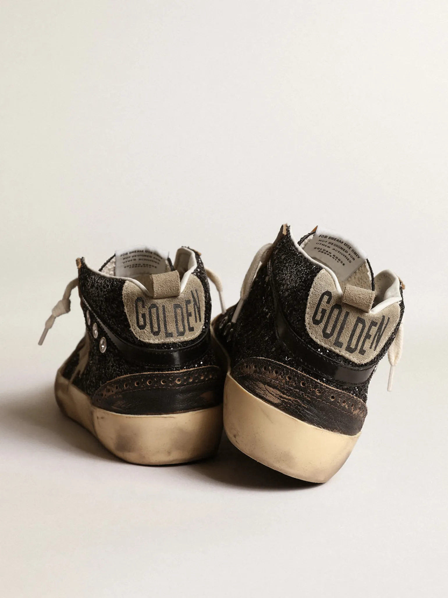 Best Sale Mid Star de glitter preto, estrela e talão de suede havana-rosado MULHER Mid Star