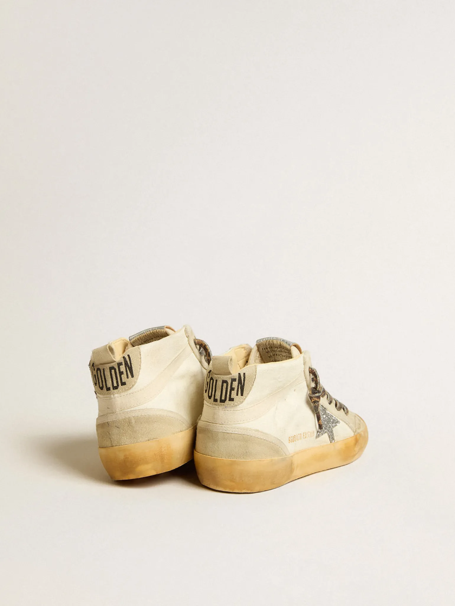 Shop Mid Star de lona com estrela de glitter prateado e lista bege MULHER Mid Star