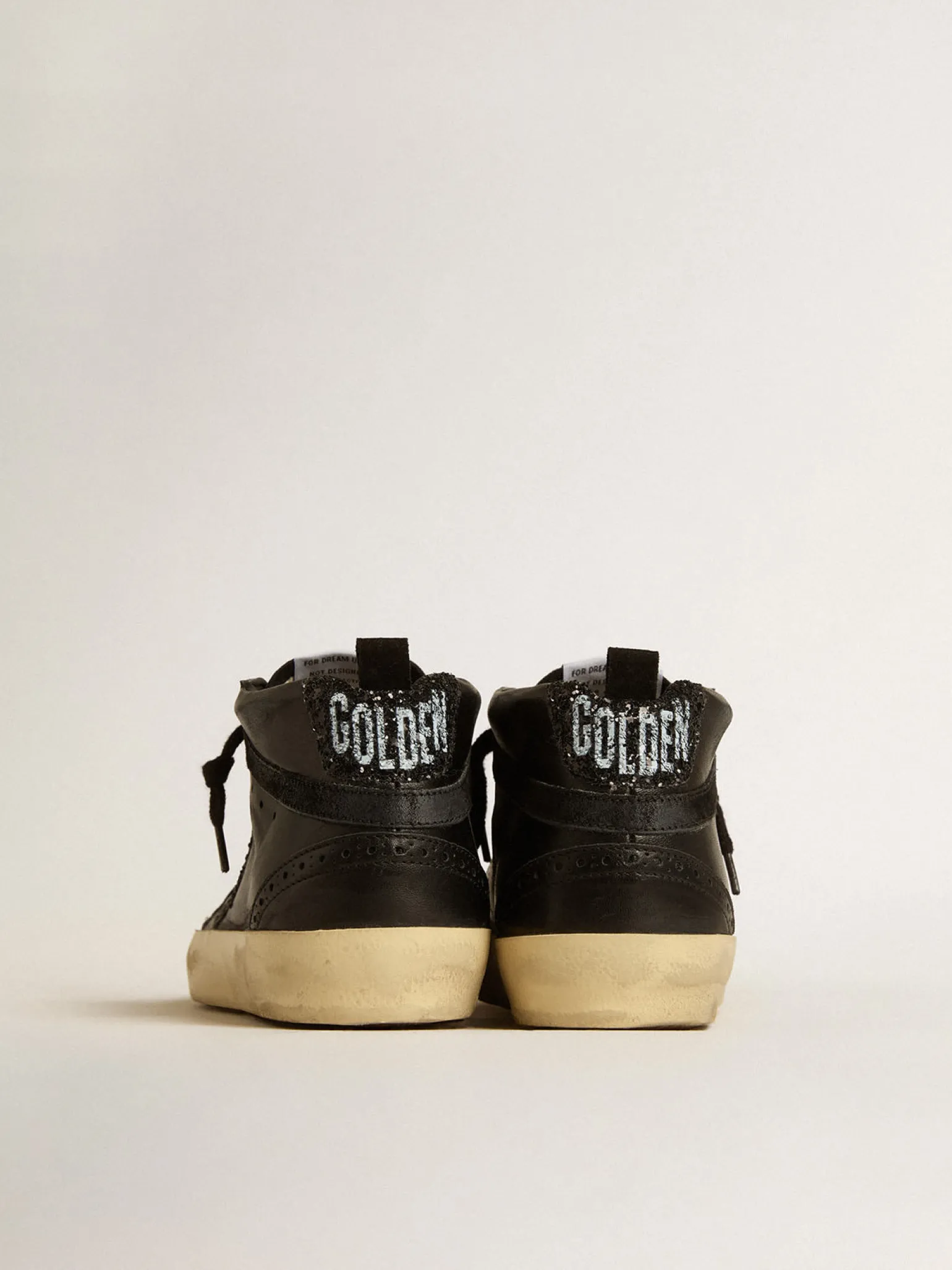 Outlet Mid Star de napa preta com estrela de glitter preto e lista de suede MULHER Mid Star