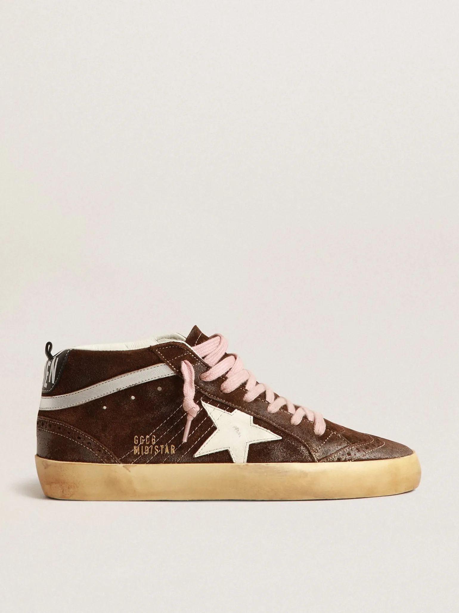Outlet Mid Star de suede marrom com estrela de couro branco MULHER Mid Star