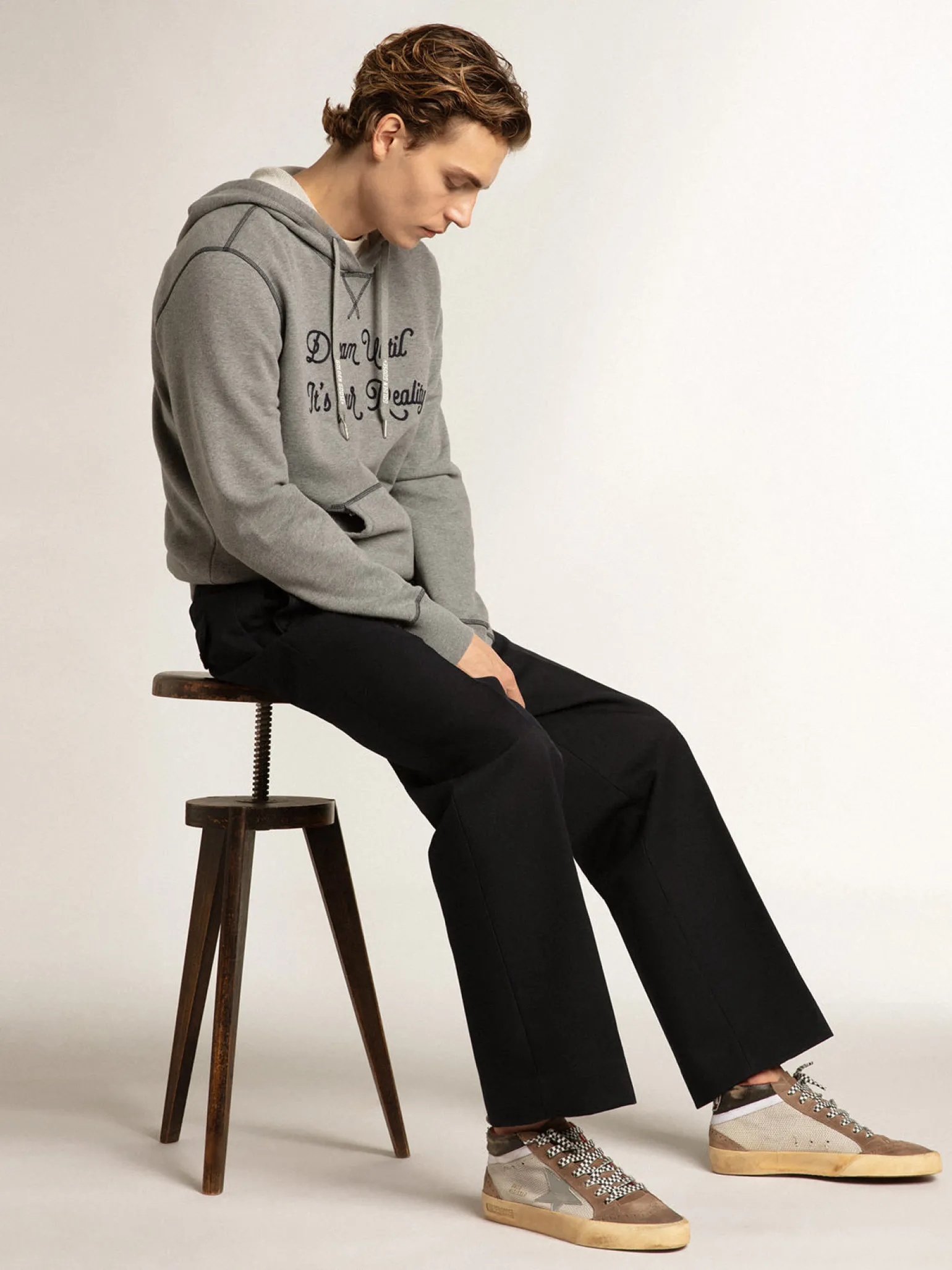 Store Mid Star de tela e suede com estrela de couro prateado Mid Star