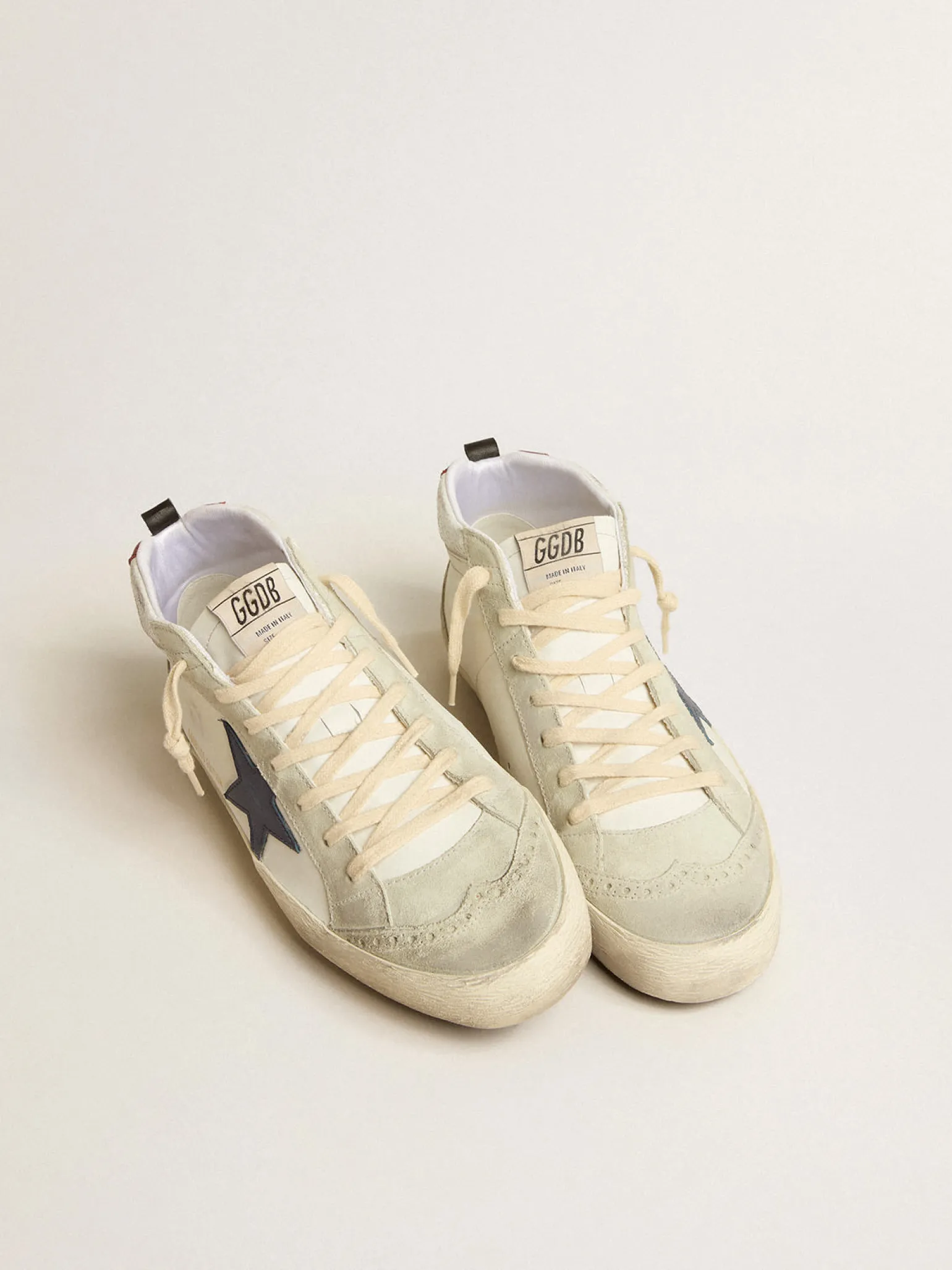 Cheap Mid Star LTD com estrela de couro azul e lista de napa branca Mid Star