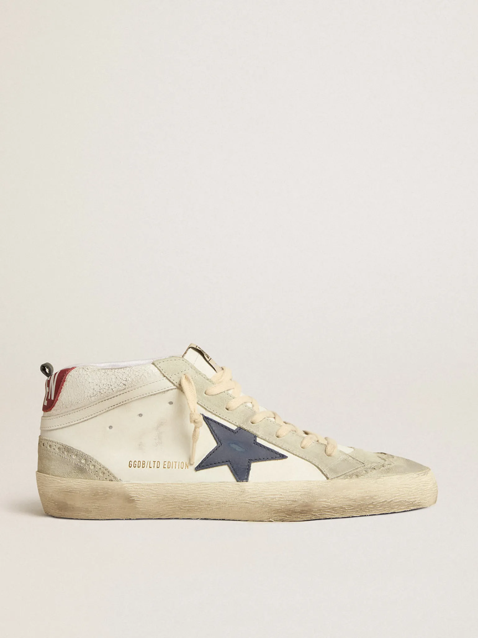Cheap Mid Star LTD com estrela de couro azul e lista de napa branca Mid Star