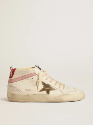 Clearance Mid Star LTD de base vegetal com estrela de couro dourado e lista rosa MULHER Mid Star