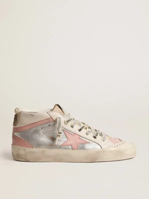 Store Mid Star LTD de couro metálico prateado com estrela e lista rosa MULHER Mid Star
