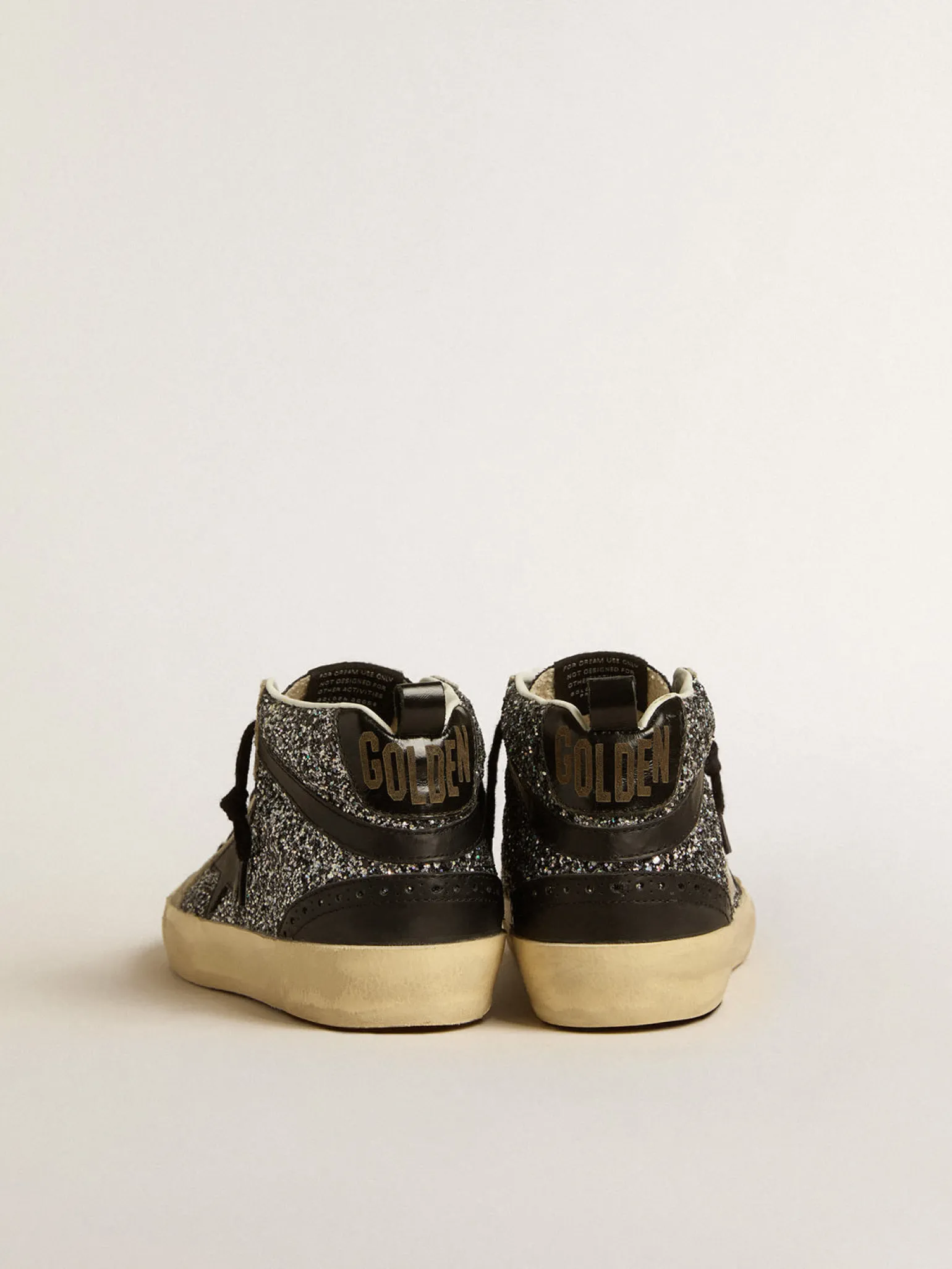 Online Mid Star LTD de glitter preto com estrela e lista de couro preto MULHER Mid Star