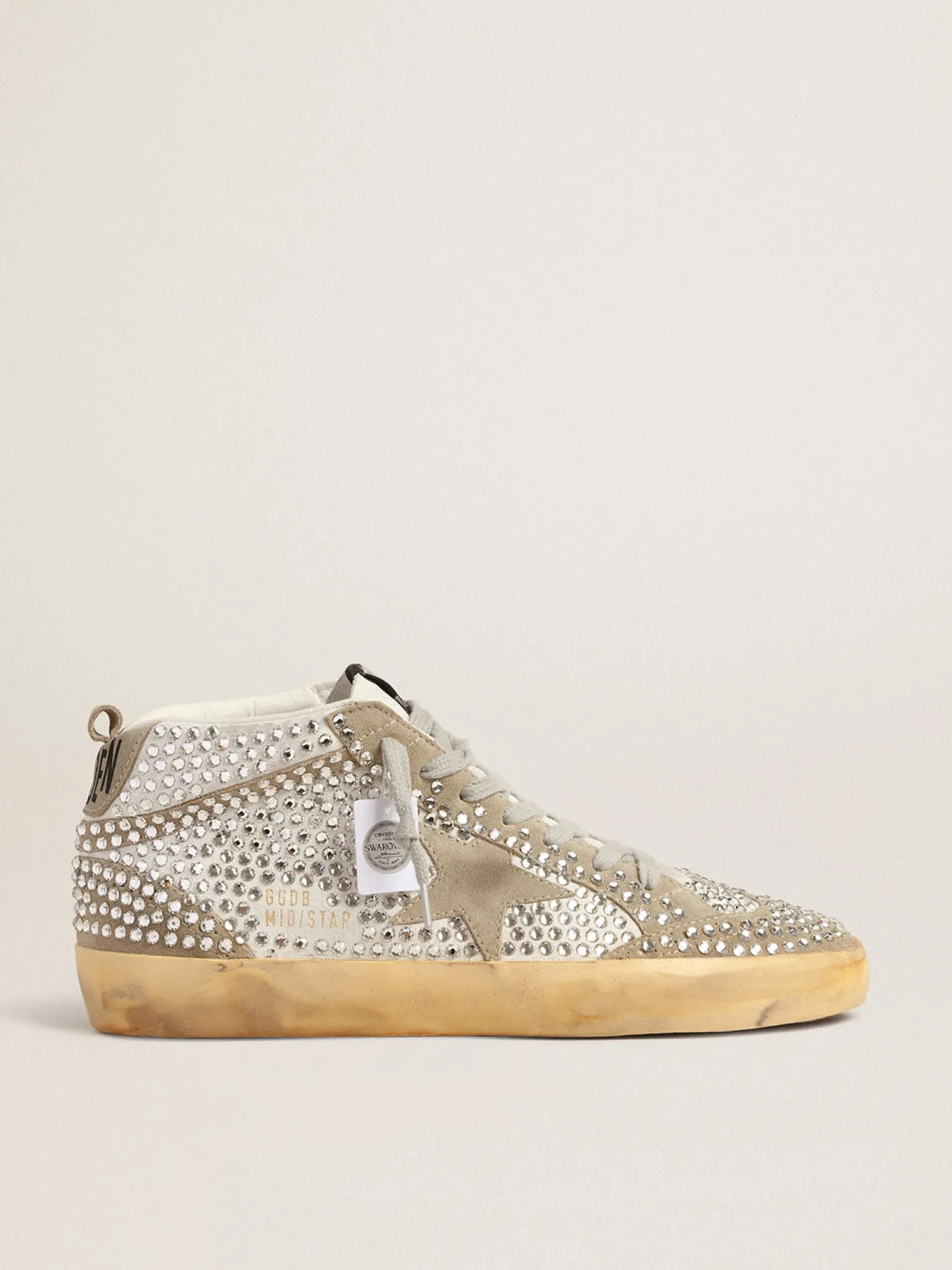Outlet Mid Star LTD de suede branco e havana-rosado com cristais Swarovski MULHER Mid Star