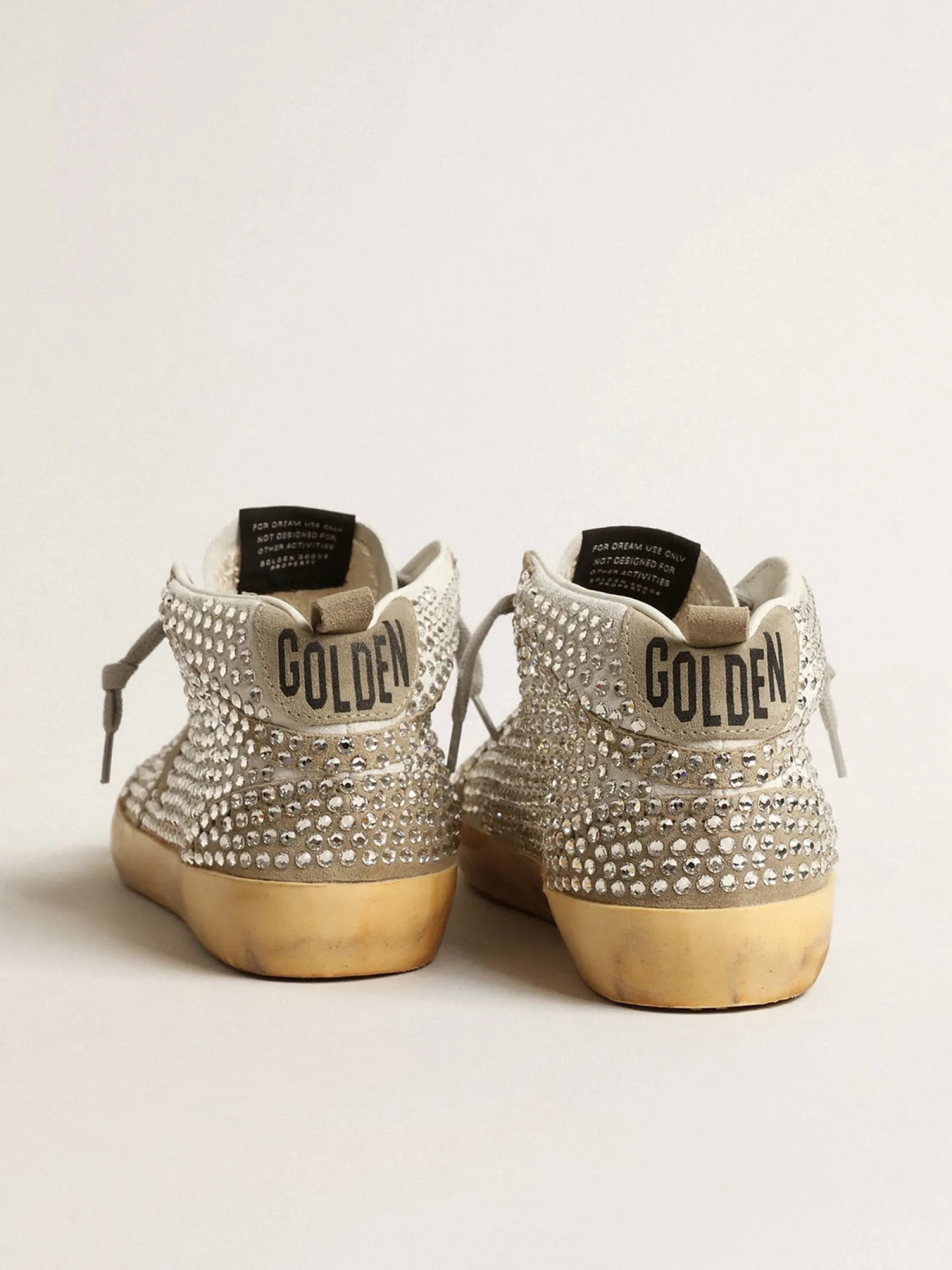 Outlet Mid Star LTD de suede branco e havana-rosado com cristais Swarovski MULHER Mid Star