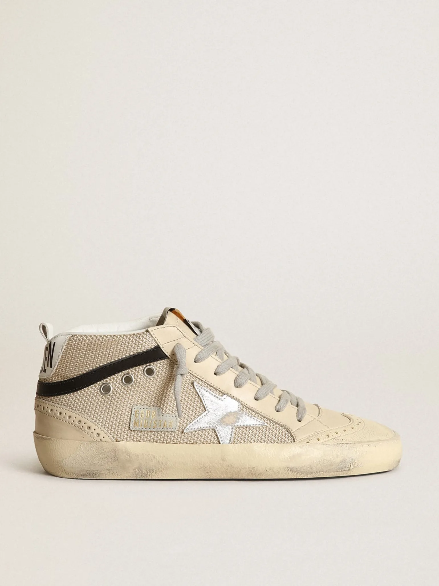 Discount Mid Star LTD feminino de tela cor creme com estrela prateada MULHER Mid Star