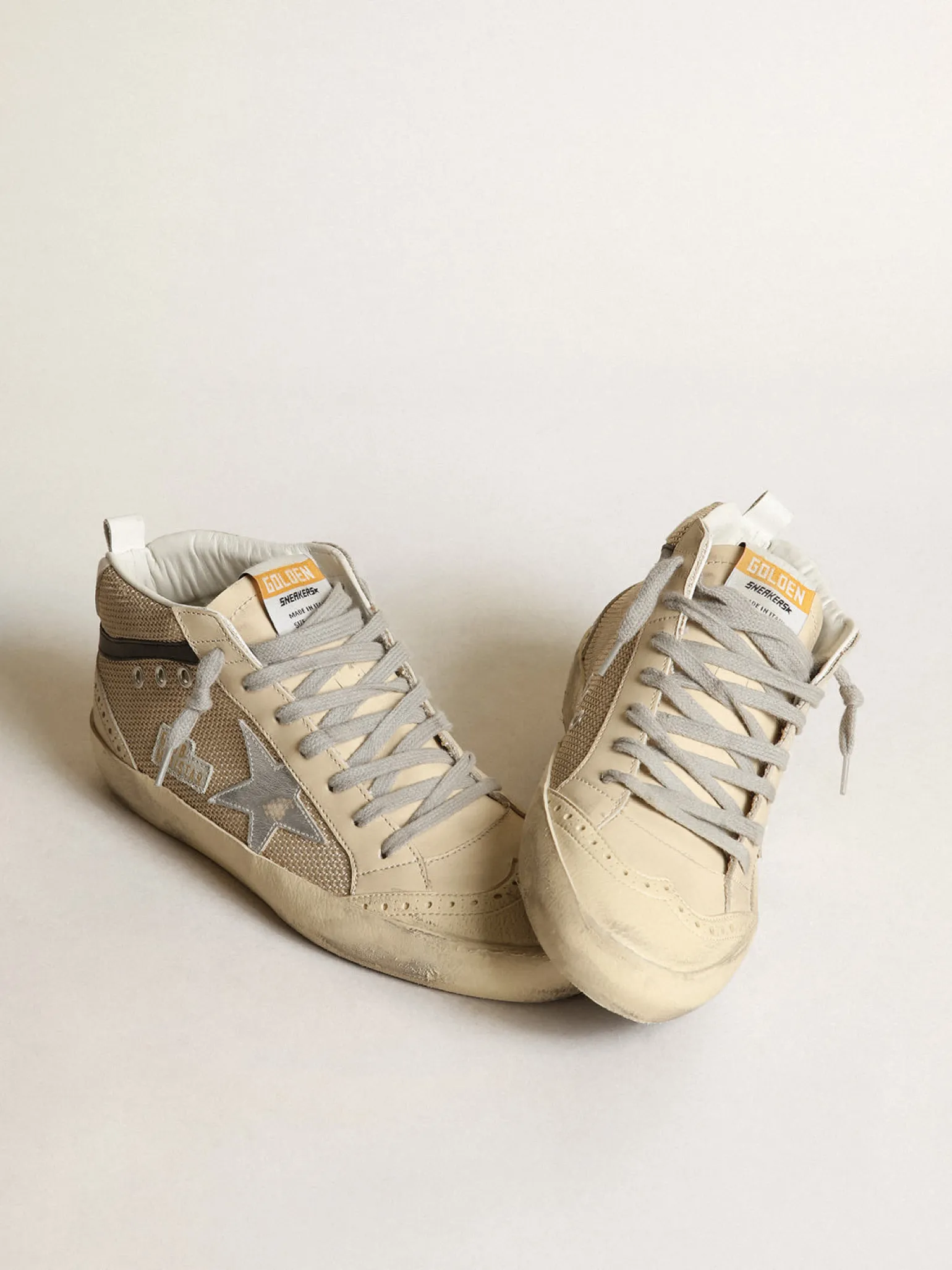 Discount Mid Star LTD feminino de tela cor creme com estrela prateada MULHER Mid Star