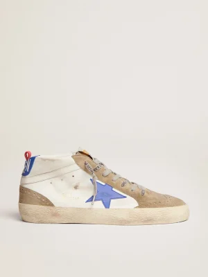 Flash Sale Mid Star masculino de couro branco com estrela azul e inserções havana-rosado Mid Star