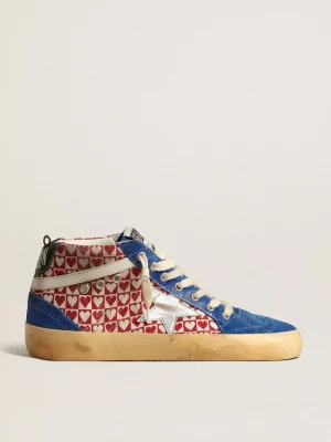 Outlet Mid Star Masculino de lona, estampa de coração e estrela prateada Mid Star
