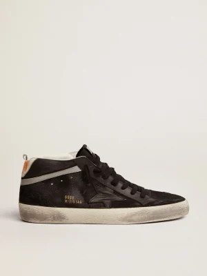 Best Sale Mid Star masculino de nubuk com estrela de couro preto e lista prateada Mid Star