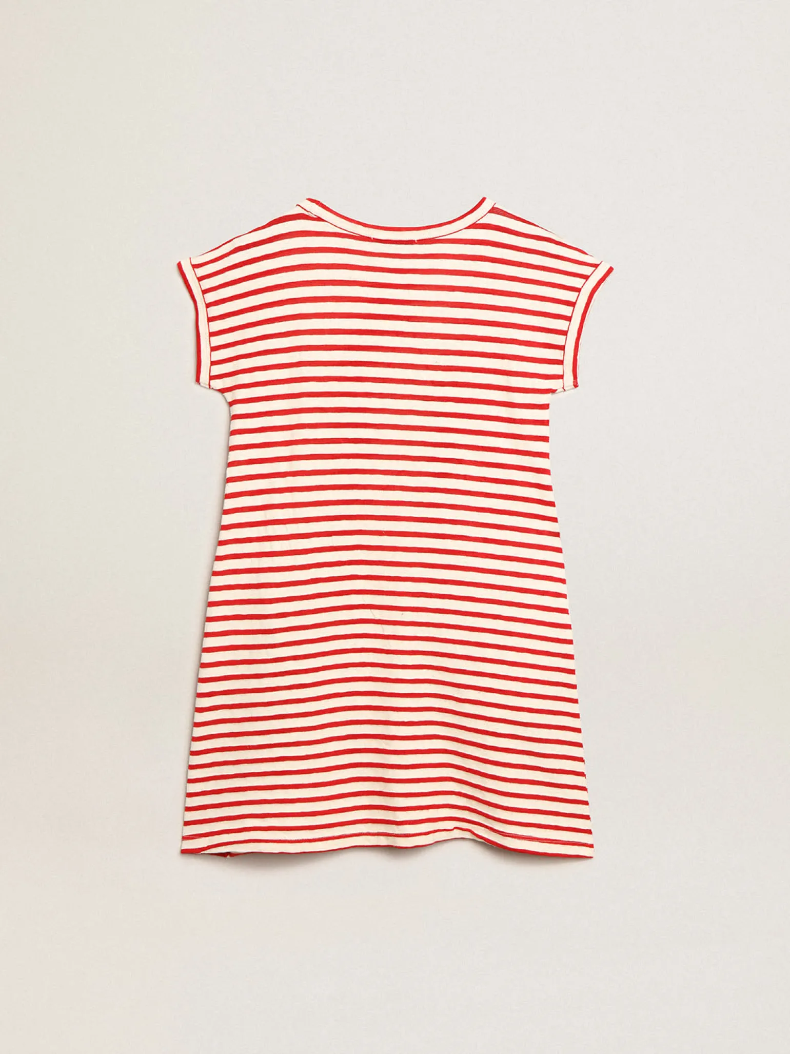 Flash Sale Minivestido com listras brancas e vermelhas e bordado na frente Roupas de cima (4-12 years)