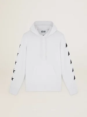 Best Sale Moletom com capuz Alighiero Coleção Star branco vintage com estrelas pretas em contraste Moletons
