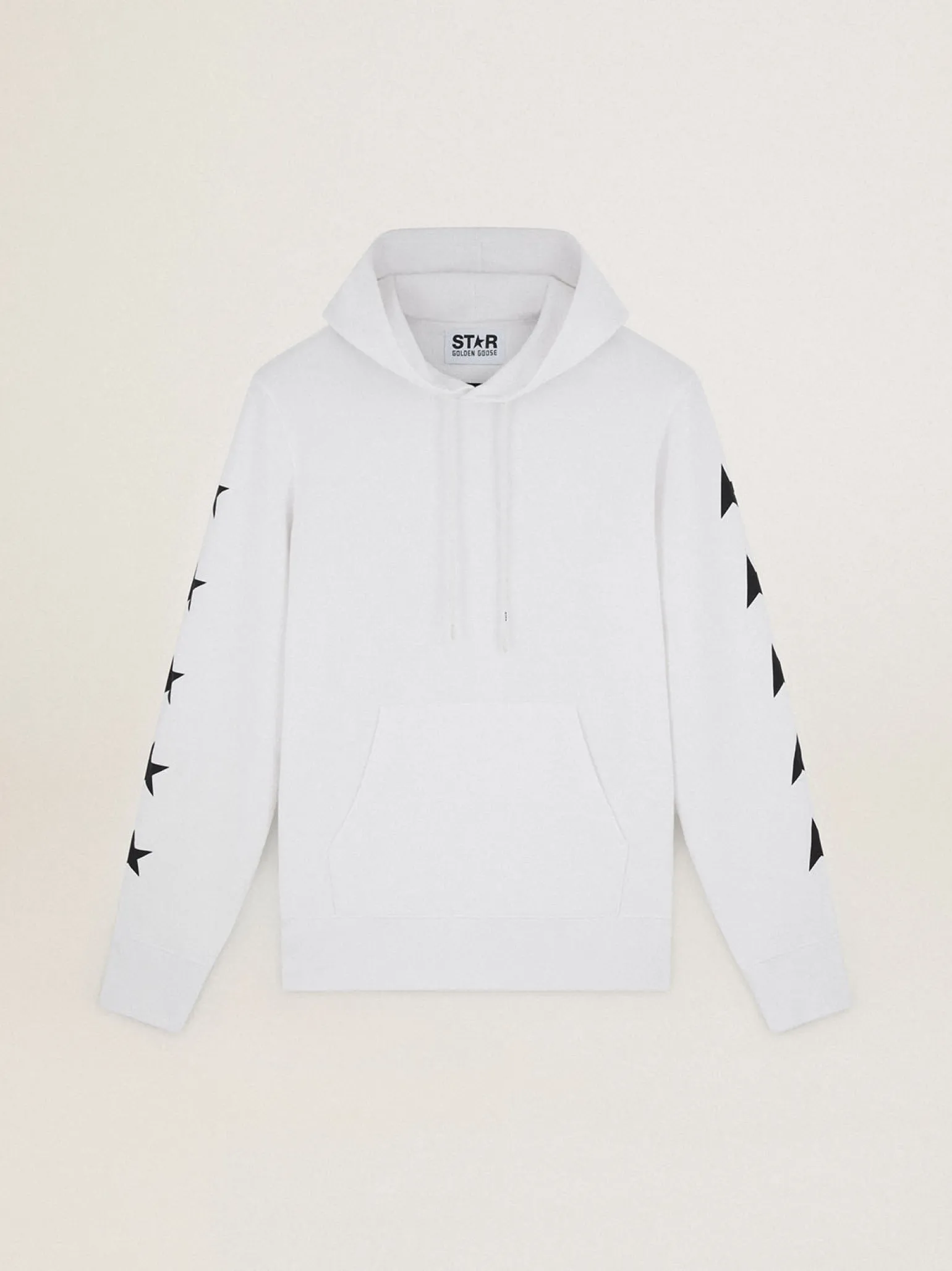 Best Sale Moletom com capuz Alighiero Coleção Star branco vintage com estrelas pretas em contraste Moletons